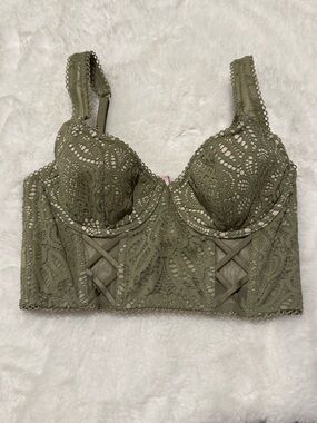 Victoria's Secret Olive Green Lace Longline Bra